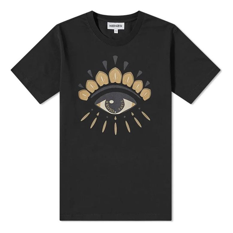 Men's KENZO Large Eye Pattern Printing Short Sleeve Black FA6-5TS021-4YC-99