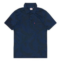 Men's Levis Lapel Pure Cotton Short Sleeve Dark Blue Polo Shirt 72809-0012