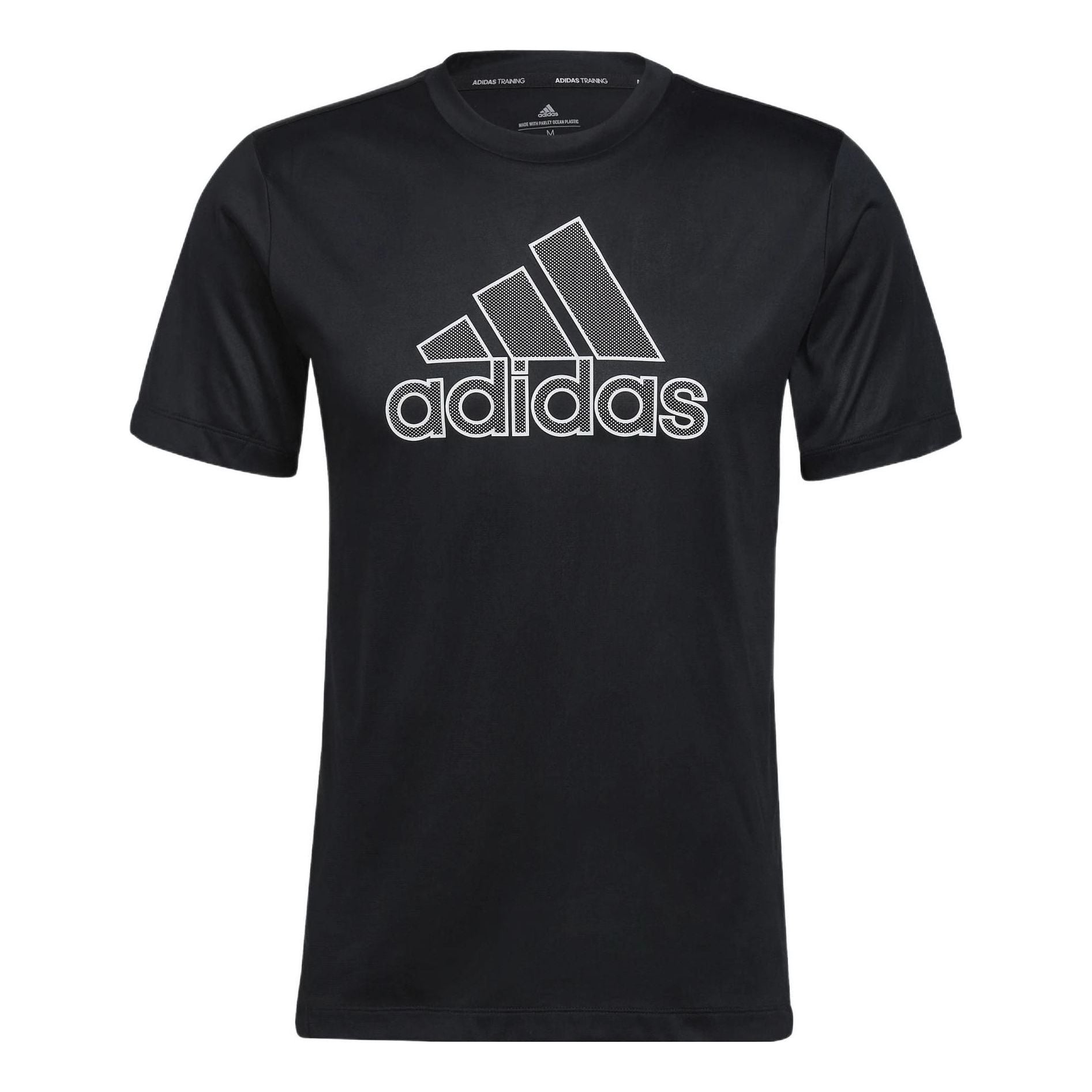 Men's adidas Solid Color Large Logo Printing Round Neck Short Sleeve Japanese Version Black T-Shirt HE6936