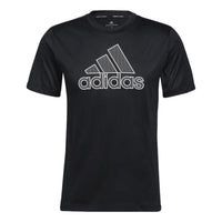 Men's adidas Solid Color Large Logo Printing Round Neck Short Sleeve Japanese Version Black T-Shirt HE6936