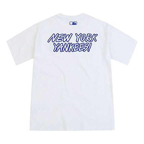 MLB Popcorn Series New York Yankees Basic Printing Round Neck Short Sleeve Unisex White 31TSSC931-50W