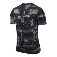 Men's Nike Full Print logo Short Sleeve Black T-Shirt CT6190-010