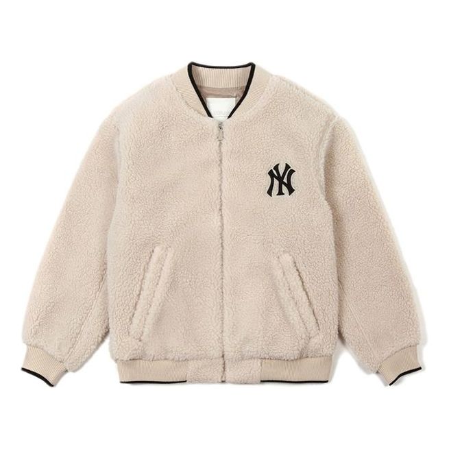 MLB New York Yankees Lambs Wool Jacket Unisex Beige 31JPF1061-50B