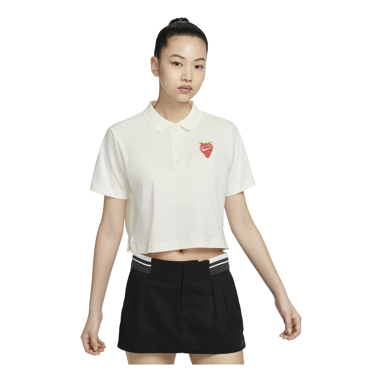 (WMNS) Nike Graphic Polo Shirt 'White Red' HQ1199-133