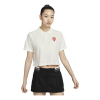 (WMNS) Nike Graphic Polo Shirt 'White Red' HQ1199-133