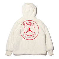 (WMNS) Air Jordan Brand AS WJ PSG Paris Saint-Germain fur Jacket White CQ7154-133