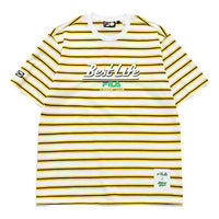 FILA FUSION x Jeremyville Crossover Contrasting Colors Stripe Printing Loose Short Sleeve Couple Style Yellow T11U139108F-WT