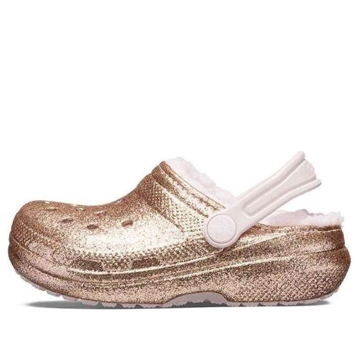 (GS) Crocs Classic Lined Glitter Clogs 'Gold Pink' 207462-2UB