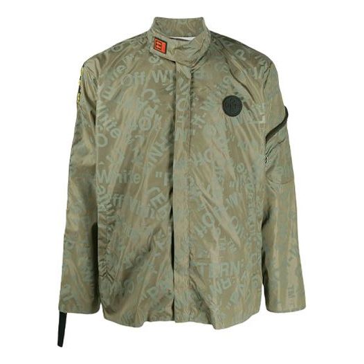 Off-White FW21 Large Alphabet Logo Printing Zipper Jacket Version Green OMBD015F19A230034300