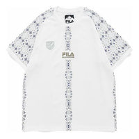Men's FILA FUSION x WM White Crossover Pattern Printing Loose Short Sleeve White T-Shirt T11M127103F-WT