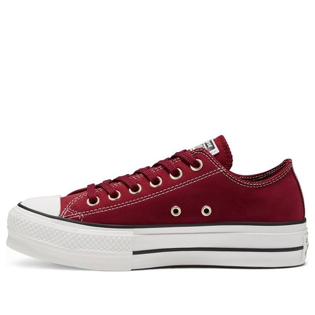 (WMNS) Converse Chuck Taylor All Star Platform Nubuck Low Top Thick Sole 'Red White' 565855C