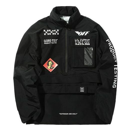 Off-White Half Zipper Pullover Long Sleeves Stand Collar Logo Jacket Version Black OFWJK62O001MBBKA