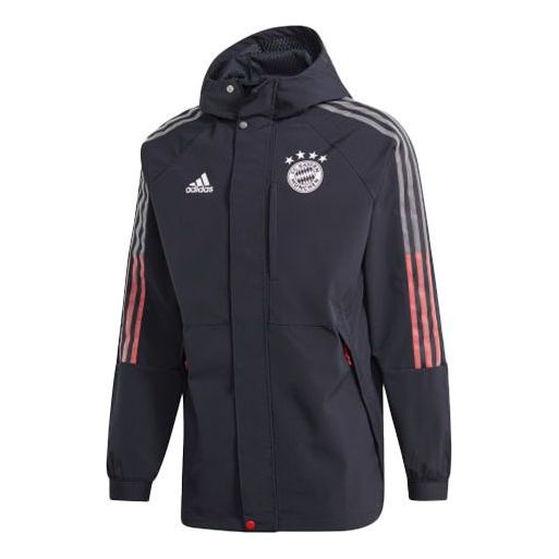 adidas Black Bayern Munich Soccer/Football Sports Hooded Jacket Gray FR3983
