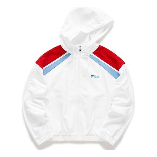 Fila FUSION Printing Woven Athleisure Casual Sports hooded Jacket White T11W042703F-WT