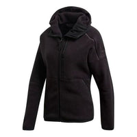 (WMNS) adidas Knitting Hooded Jacket Black DX7778