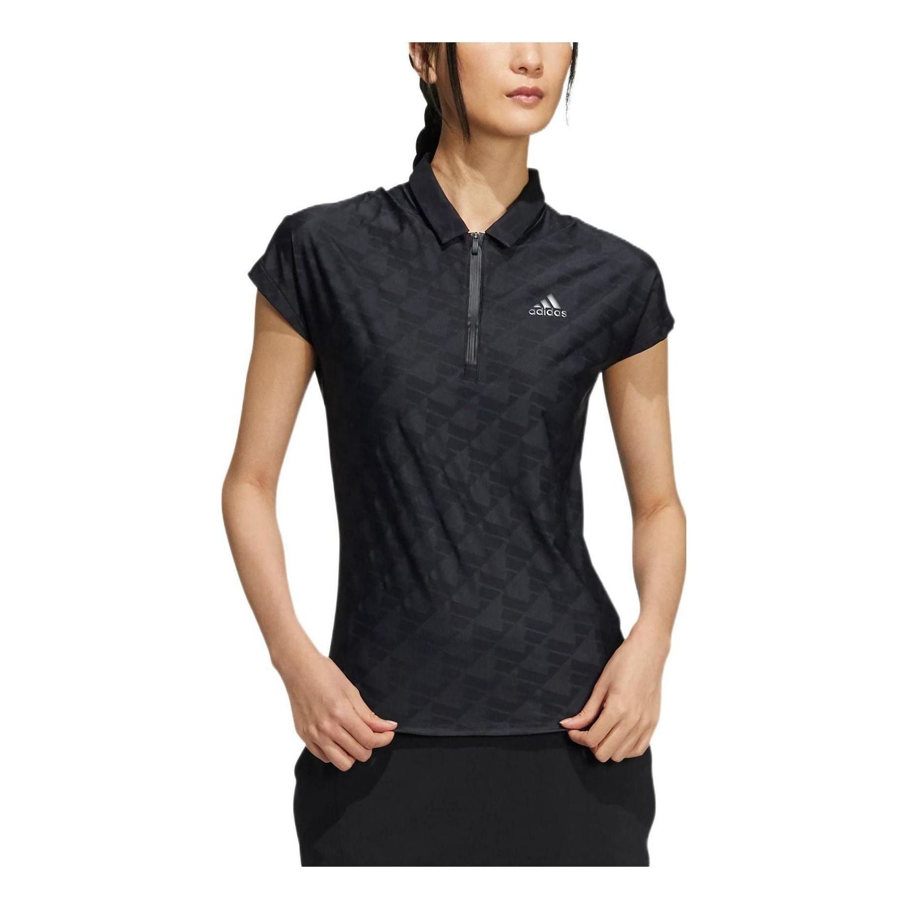 (WMNS) adidas Statement Burnout Magic Polo Shirt Asia Sizing 'Black' HB3536