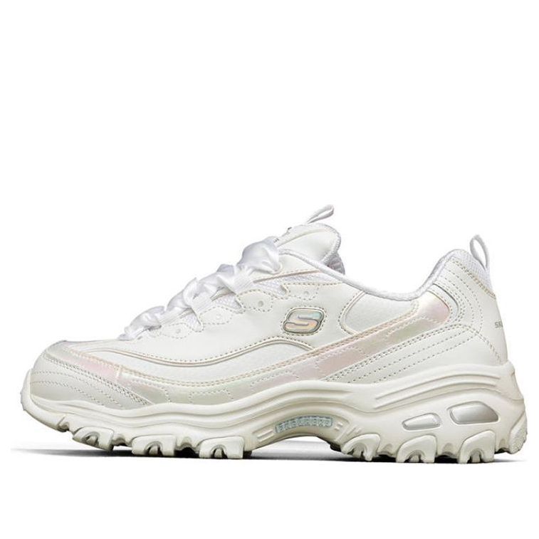 (WMNS) Skechers D'lites 1.0 Running Shoes White/Pink 149242-WHT
