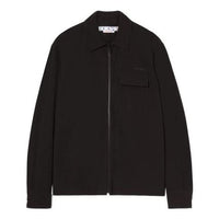 Men's Off-White SS22 Logo Twill Printing Solid Color Long Sleeves Version Black Shirt OMGA224C99FAB0011010