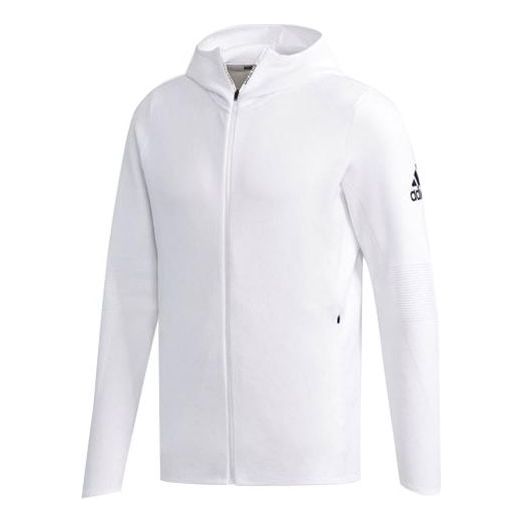 adidas Casual Sports Windproof Long Sleeves Hooded Jacket White DM1382