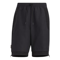 Men's adidas Solid Color Pocket Lacing Sports Shorts Black HE6604