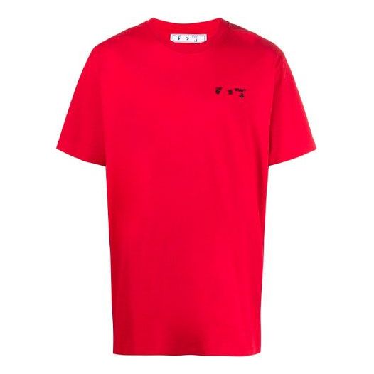 Off-White SS21 Logo2 Printing Round Neck Short Sleeve Version Red OMAA027S21JER0032510