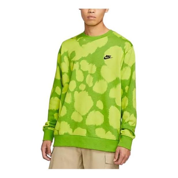 Men's Nike Sportswear Essentitals+ Pattern Full Print Round Neck Long Sleeves Green DM6915-321