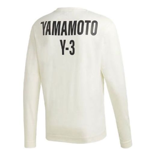 Y-3 Round Neck Alphabet Printing Long Sleeves Creamy White T-Shirt GK4367