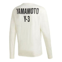 Y-3 Round Neck Alphabet Printing Long Sleeves Creamy White T-Shirt GK4367