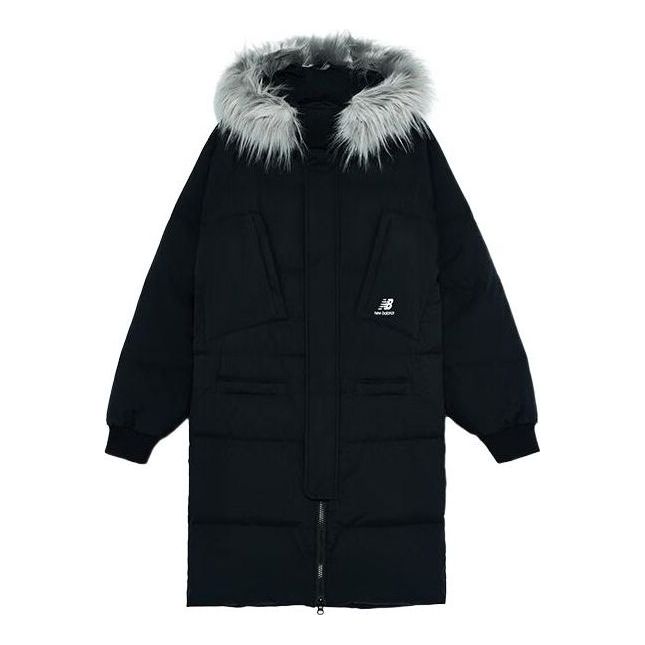 New Balance Casual Trend Long Down Jacket Asia Sizing 'Black White' AMJ24374-BK