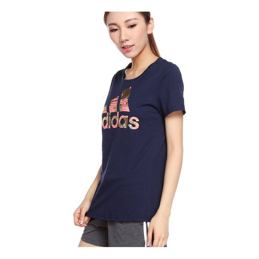 (WMNS) adidas Training Round Neck Short Sleeve Navy Blue CD1954