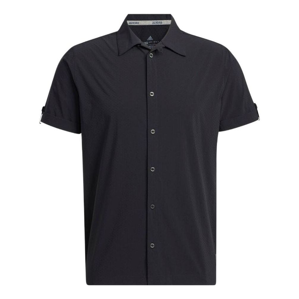 adidas Solid Color Casual Short Sleeve Shirt Black H64634