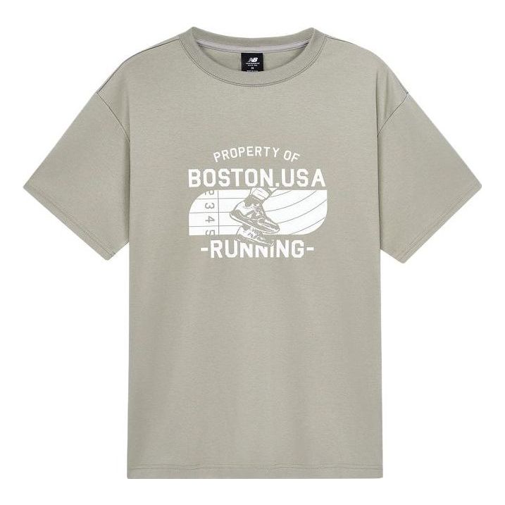 New Balance Running Boston Graphic Tee Asia Sizing 'Grey White' AMT32374-HUS