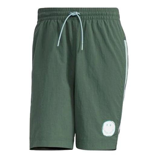 adidas neo M Smly Shorts Smiling Face Printing Stripe Sports Green GP5787