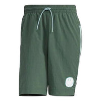 adidas neo M Smly Shorts Smiling Face Printing Stripe Sports Green GP5787