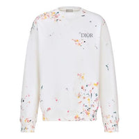 DIOR SS21 Painting Print Logo Oversized Sweater For Men Grey 183J687A0531-C089