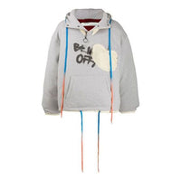 Men's Off-White Graffiti Alphabet Printing Double Sided Design Zipper Jacket Loose Fit Gray OMED018F19E150062410
