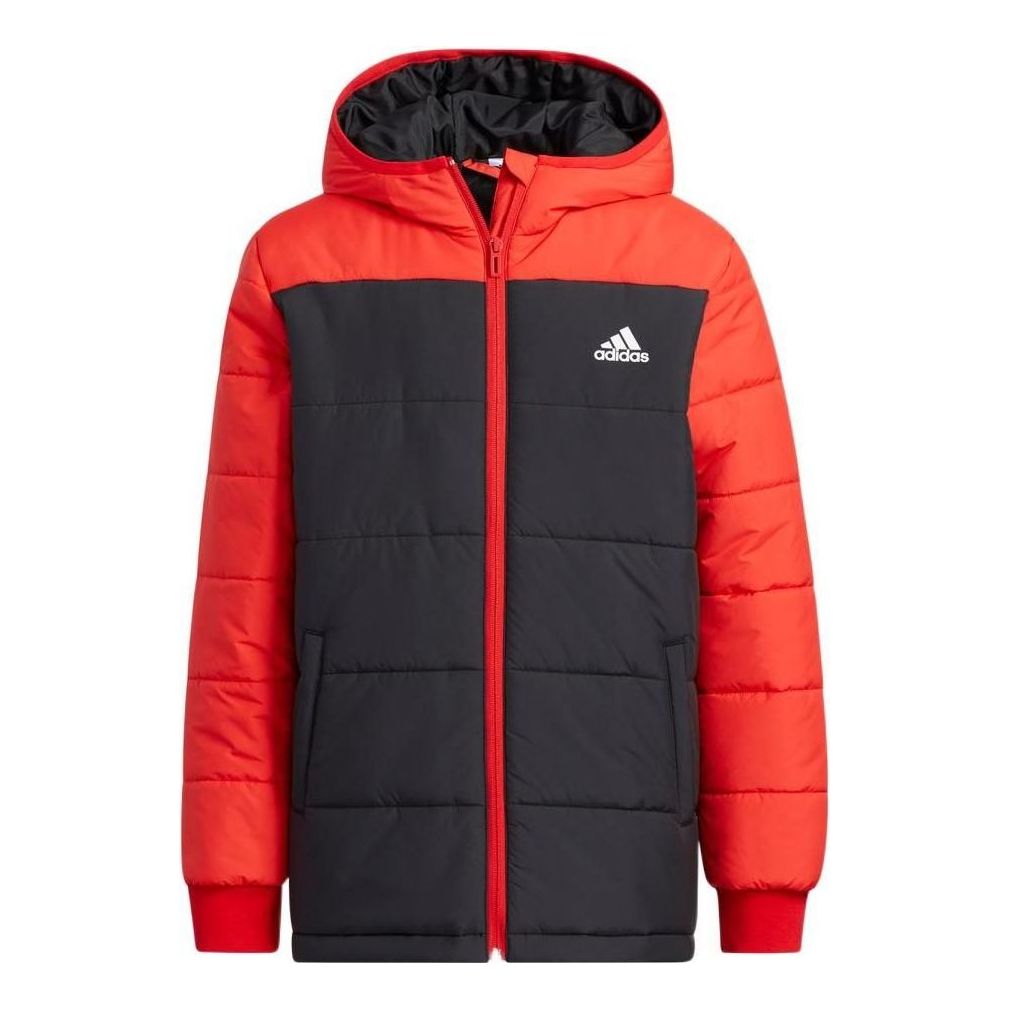 (GS) adidas Padded Jacket Asia Sizing 'Black Red' H45029