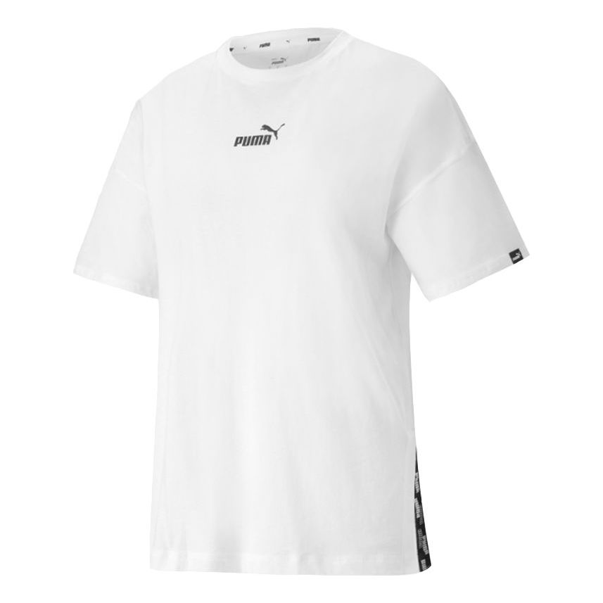 (WMNS) PUMA Power Logo Printing Round NeckSport Short Sleeve White 847703-02