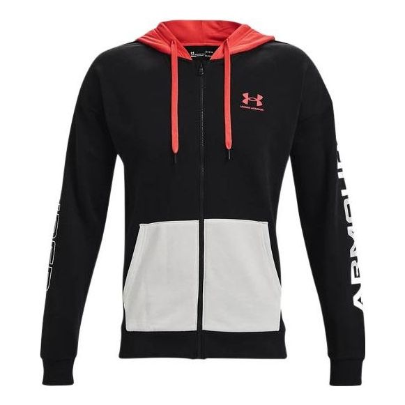 Under Armour Rival Colorblock Fleece Full Zip Jacket 'Black White Orange' 1361605-001