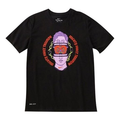 Nike Dri-fit Hook Printing Short Sleeve Black CQ6559-010