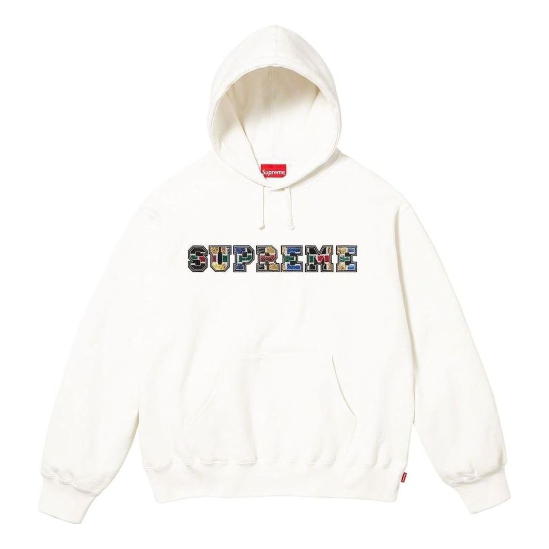 Supreme FW23 Week4 Collegiate Patchwork Leather Hoodie 'White' SUP-FW23-084