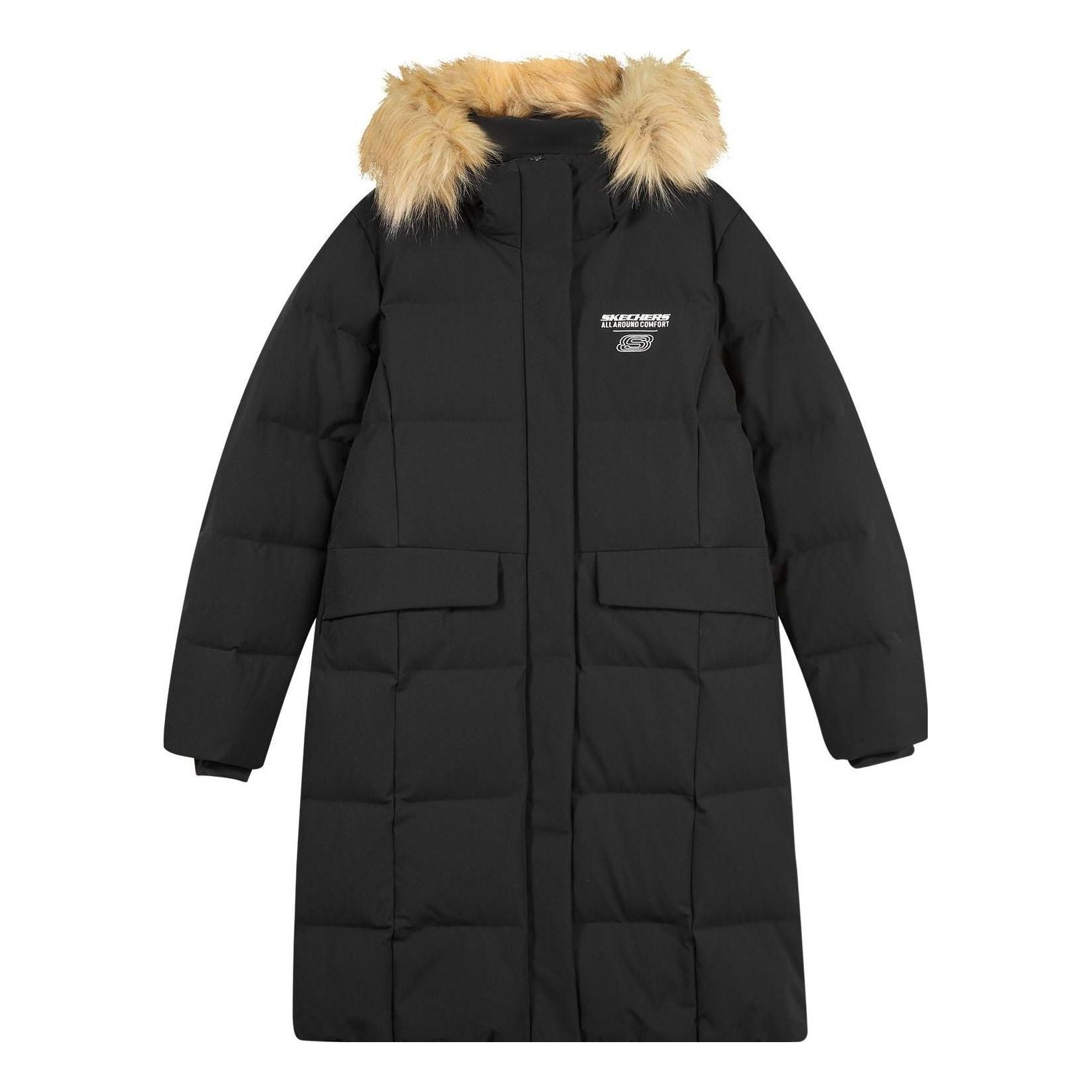 (WMNS) Skechers Casual Series Long Down Jacket 'Black' L422W109-0018