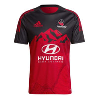 Men's adidas Alphabet Logo Printing Colorblock Round Neck Short Sleeve Japanese Version Red T-Shirt H58505