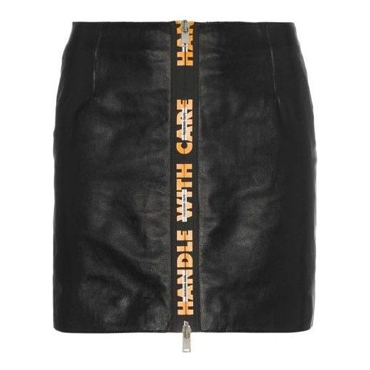 (WMNS) HERON PRESTON Handle with Care High Waist Leather Mini Skirt 'Black' HWCC001E186720021019