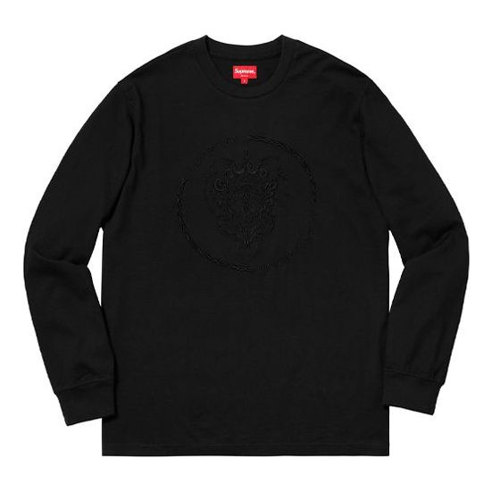 Supreme FW18 Crest L/S Top Black Long Sleeves Pullover Unisex SUP-FW18-387