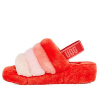 (WMNS) UGG Fluff Yeah Sandals Red White 1097169-LFMLT