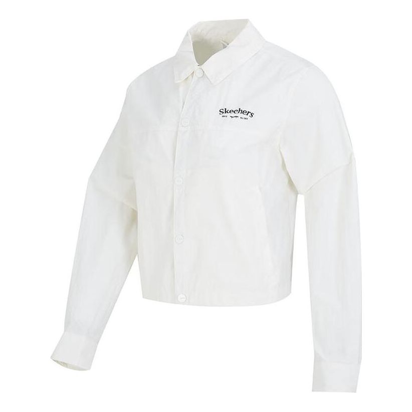 (WMNS) Skechers Logo Printed Shirt 'White Pink' L223W036