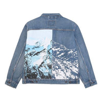 Men's Levis lapel Large Printing Denim Jacket Denim 80794-0000