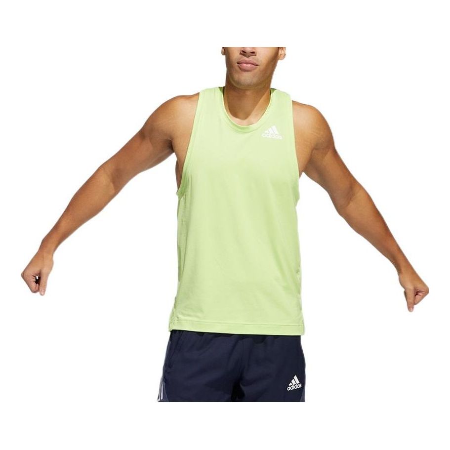 adidas Solid Color Alphabet Logo Printing Vest Green HE6984