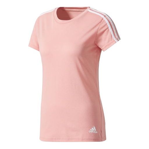 (WMNS) adidas White Stripe Short Sleeve Pink Red BR2459
